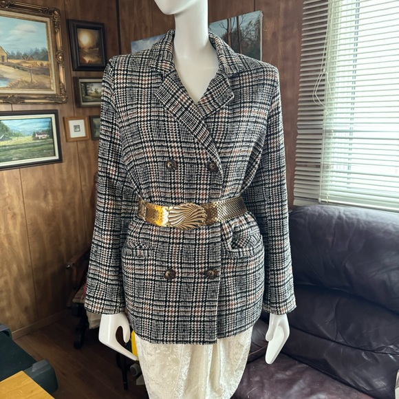 Oversized Tweed Double Breasted Blazer - Picture 2 of 9